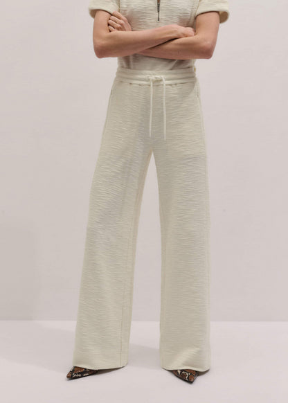 Cream Wide-Leg Track Pant | ME+EM