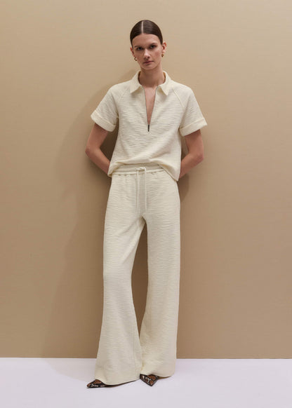 Cream Wide-Leg Track Pant | ME+EM