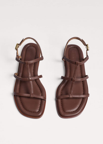 Dark Brown Caged Flat Sandal | ME+EM