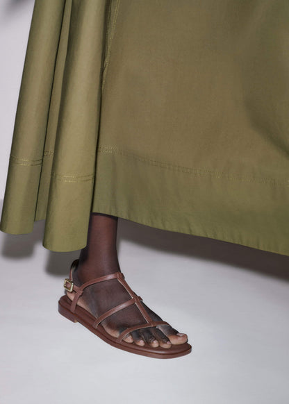 Dark Brown Caged Flat Sandal | ME+EM