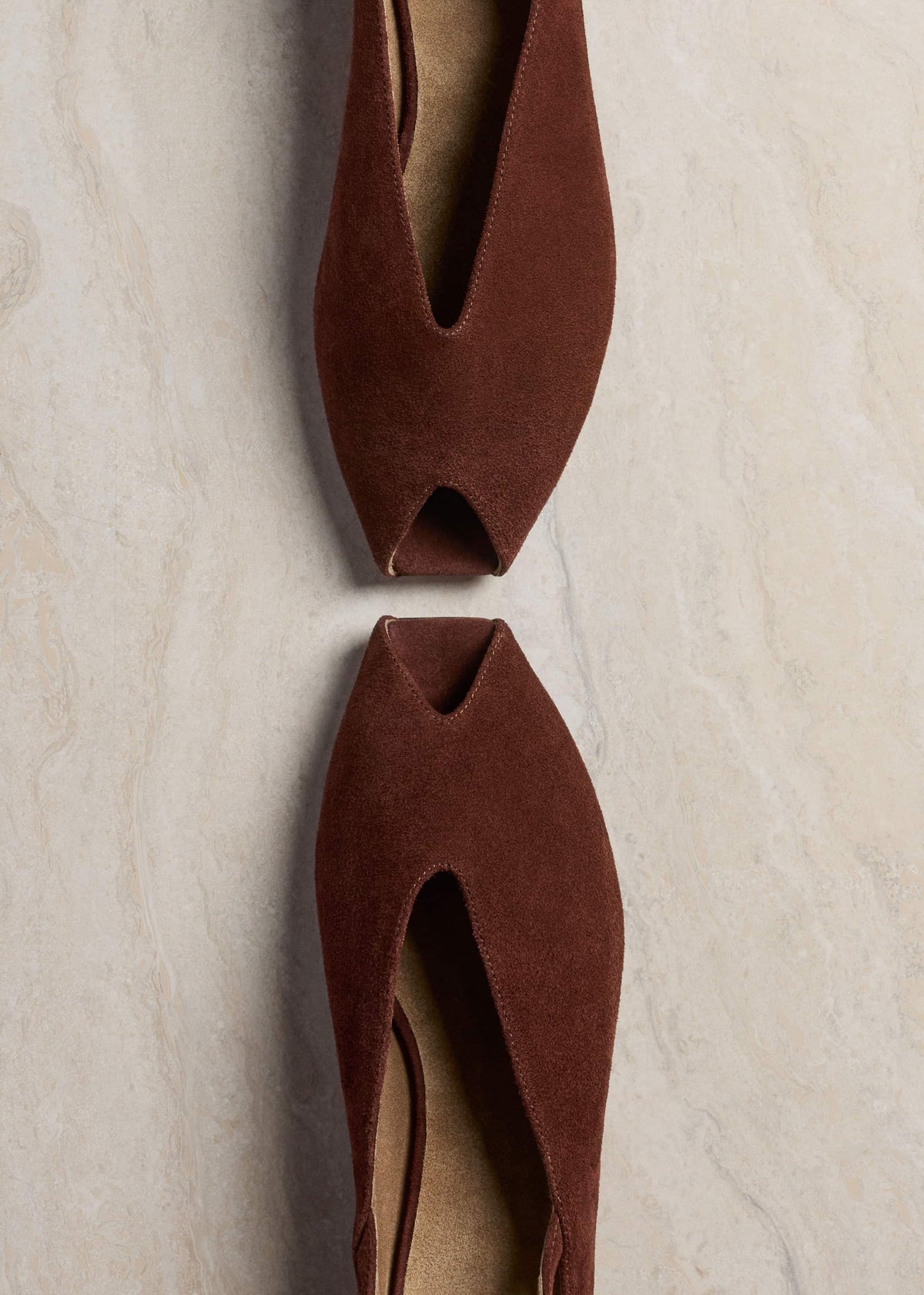 Cinnamon Brown Peep Toe Flat | ME+EM