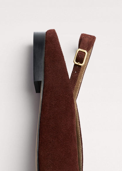 Cinnamon Brown Peep Toe Flat | ME+EM