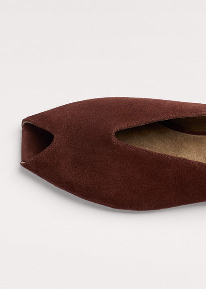 Cinnamon Brown Peep Toe Flat | ME+EM