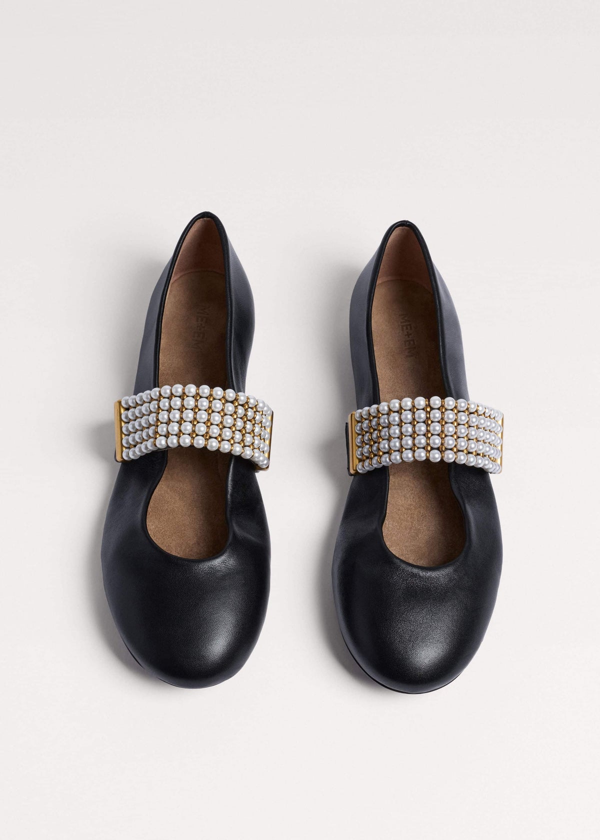 Black Pearl Trim Round Ballet Flat | ME+EM
