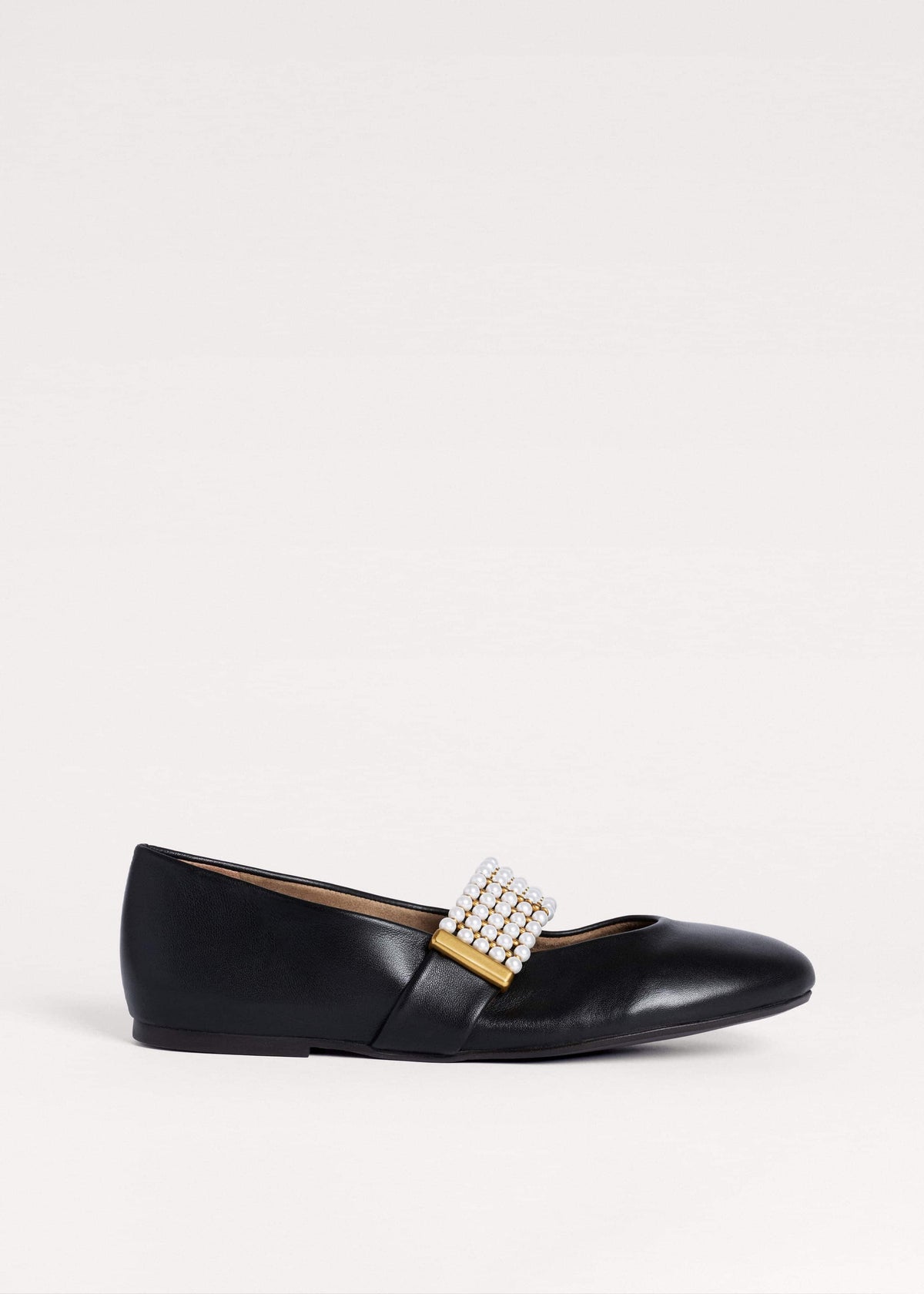 Black Pearl Trim Round Ballet Flat | ME+EM