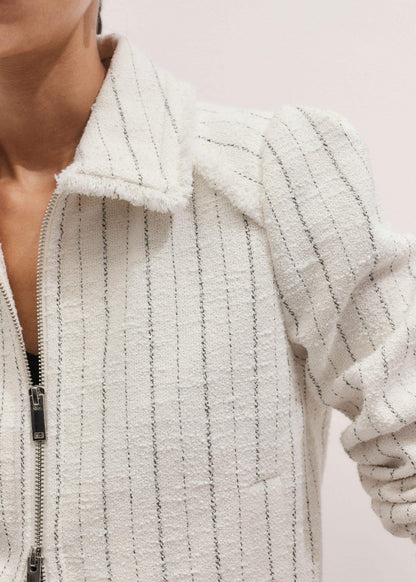 Ivory Stripe Bomber Jacket | ME+EM