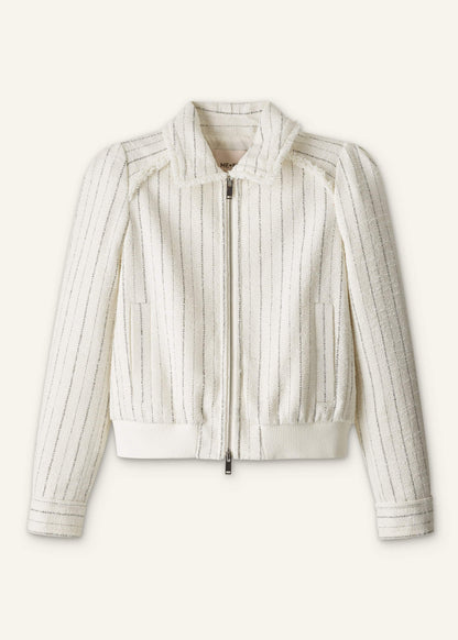 Ivory Stripe Bomber Jacket | ME+EM