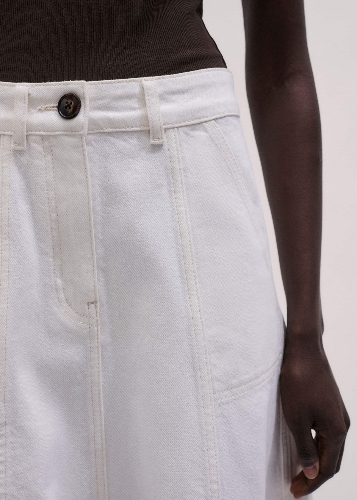 White Panelled A-Line Maxi Skirt | ME+EM