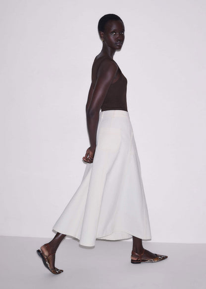 White Panelled A-Line Maxi Skirt | ME+EM