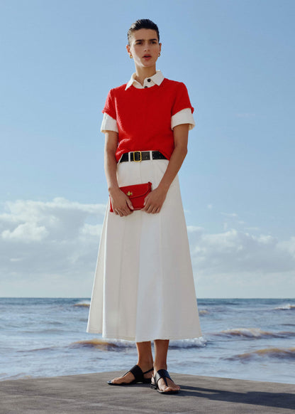 White Panelled A-Line Maxi Skirt | ME+EM