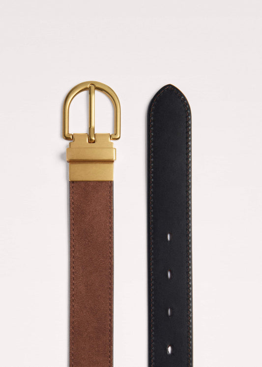 Chestnut Round Buckle Reversible Belt | ME+EM