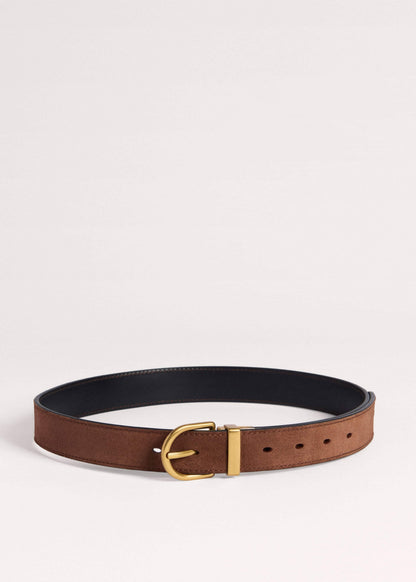 Chestnut Round Buckle Reversible Belt | ME+EM