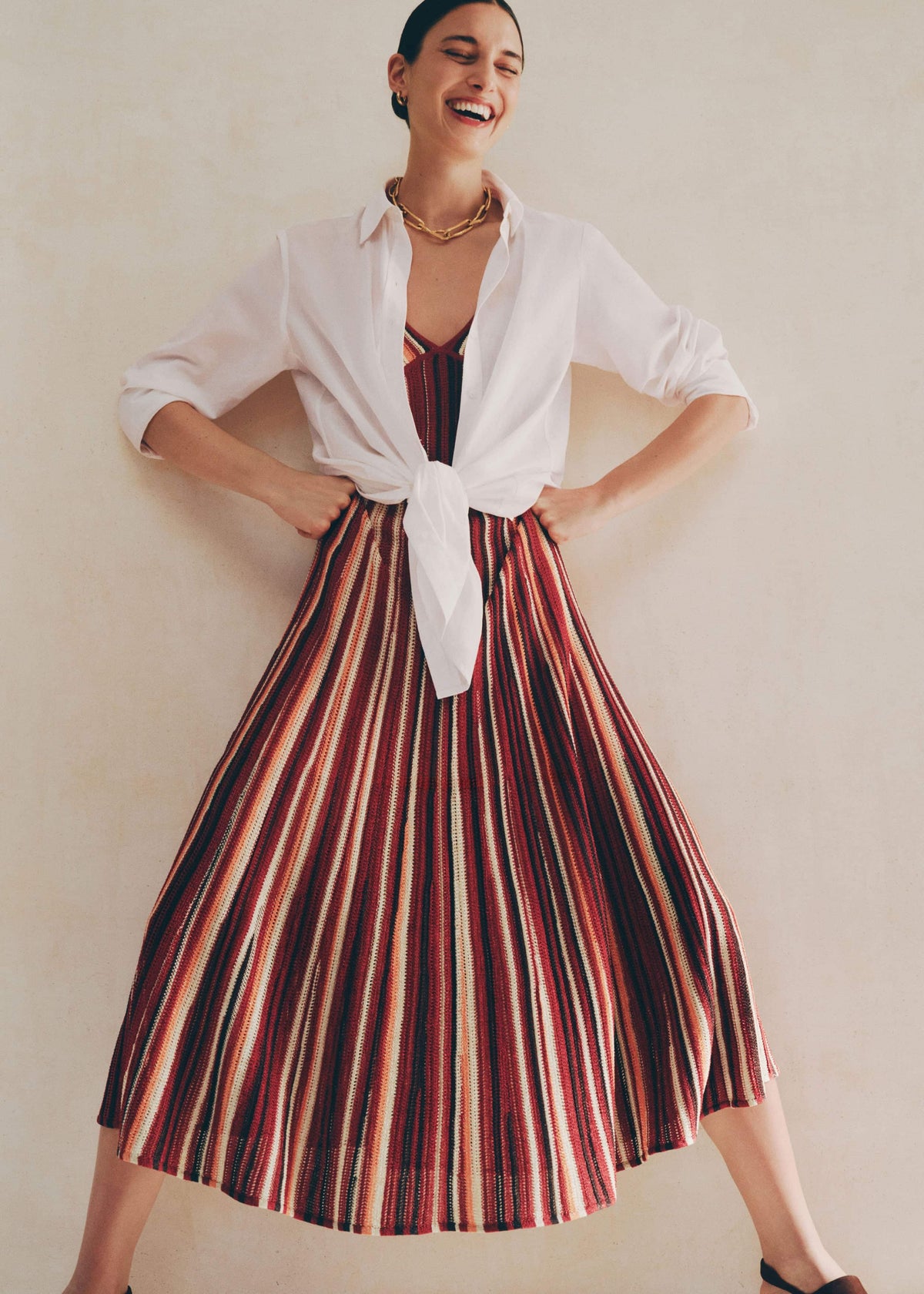 Red Metallic Knit Maxi Dress | ME+EM
