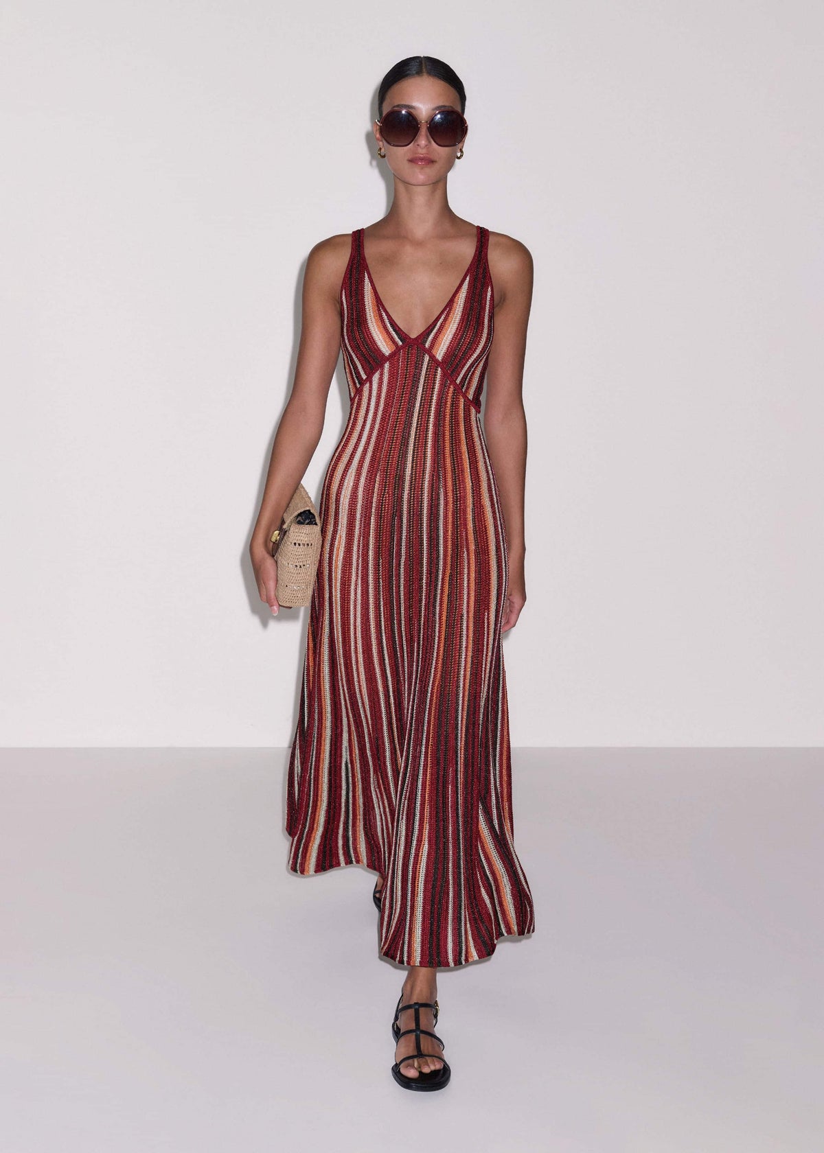 Red Metallic Knit Maxi Dress | ME+EM
