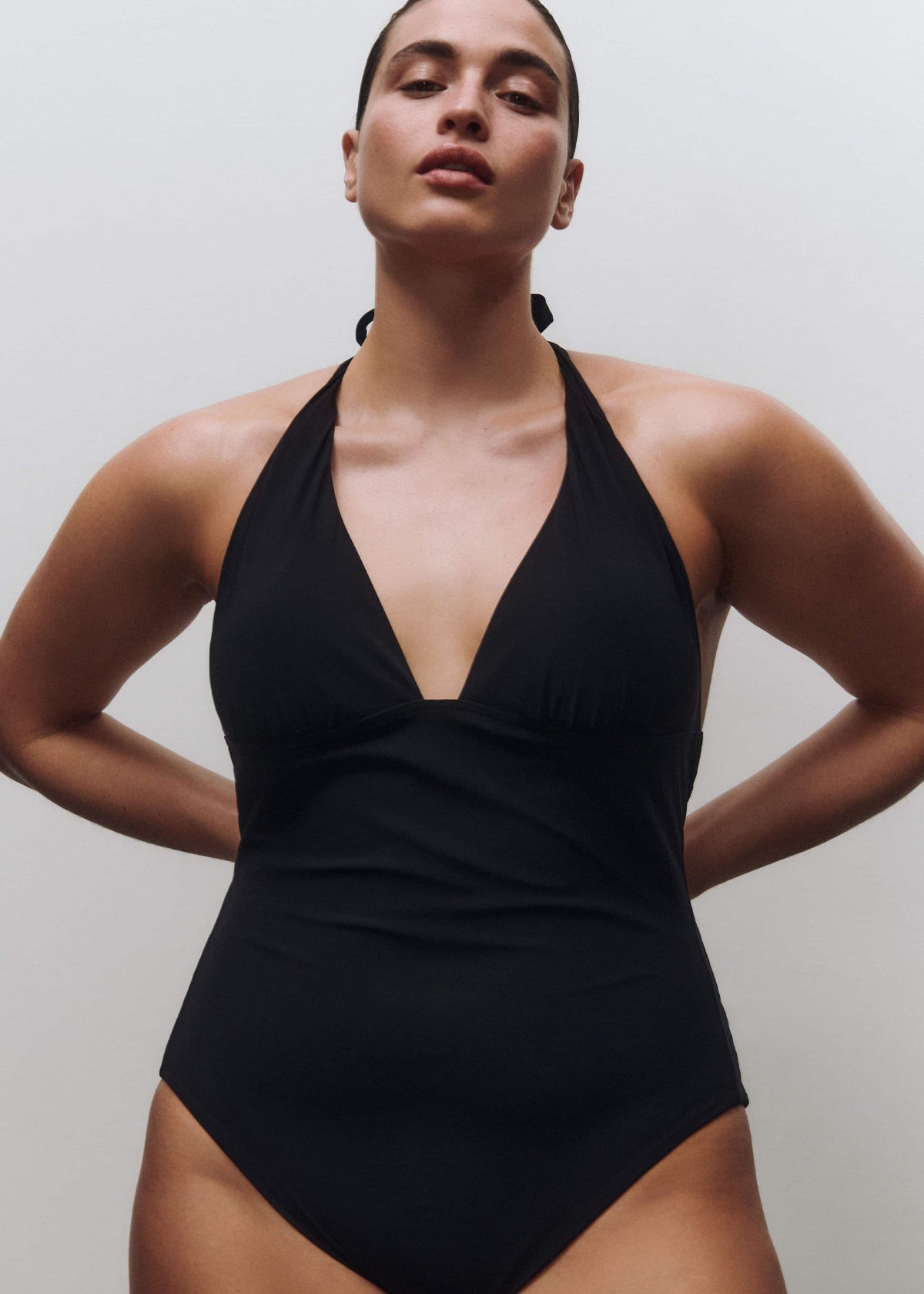 Black Adjustable Halterneck Swimsuit | ME+EM