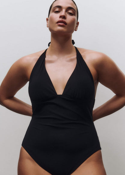 Black Adjustable Halterneck Swimsuit | ME+EM