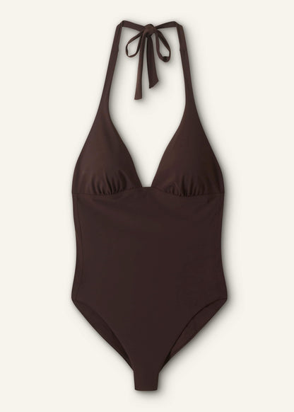 Brown Adjustable Halterneck Swimsuit | ME+EM