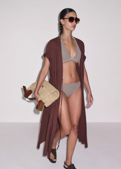 Cinnamon Brown Striped Bikini Bottom | ME+EM