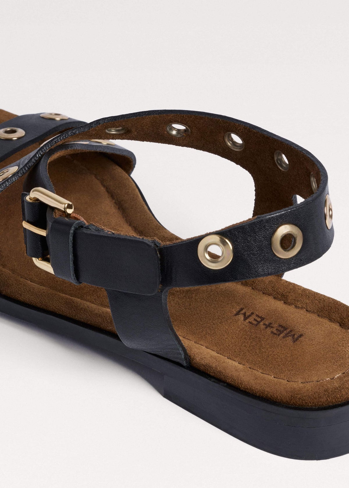 Black Eyelet Stud Sandal | ME+EM