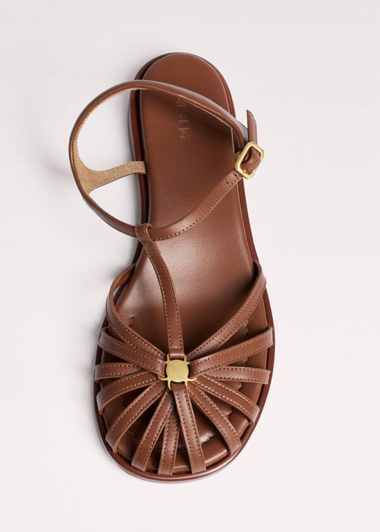 Brown Caged T-Bar Sandal | ME+EM