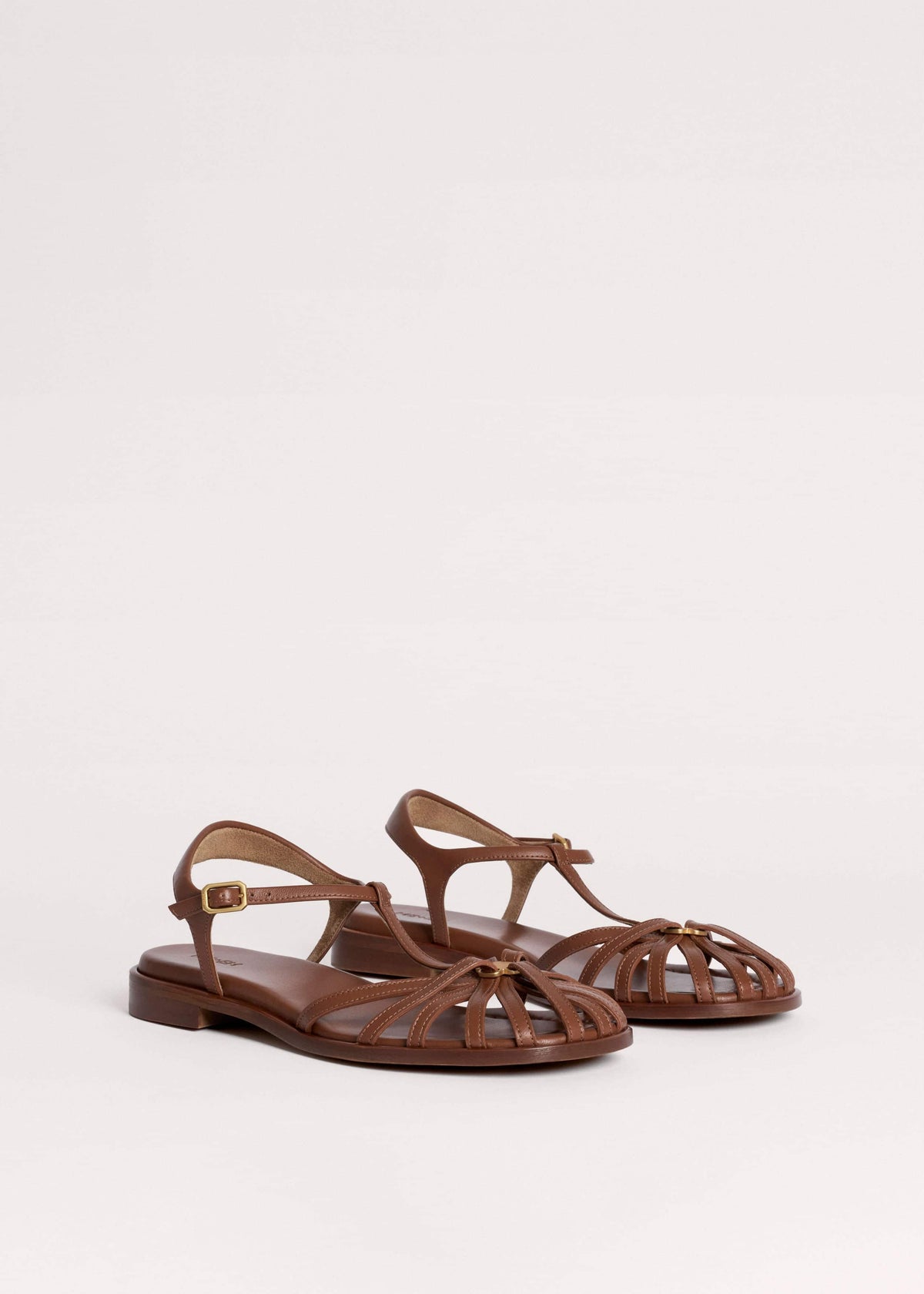 Brown Caged T-Bar Sandal | ME+EM