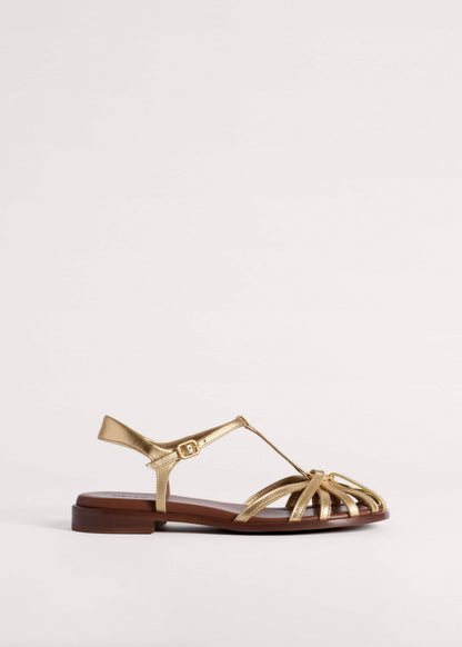 Gold Caged T-Bar Sandal | ME+EM