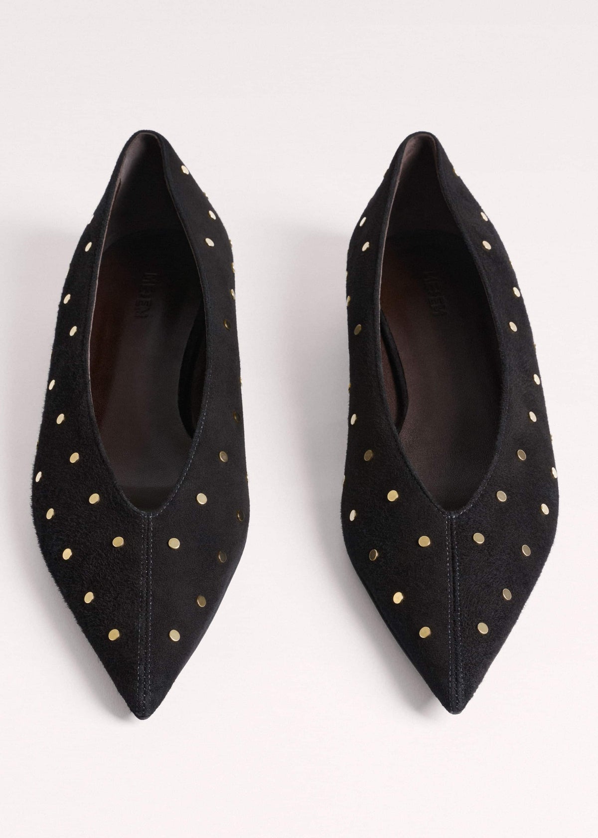Black Suede Stud Point Flat | ME+EM