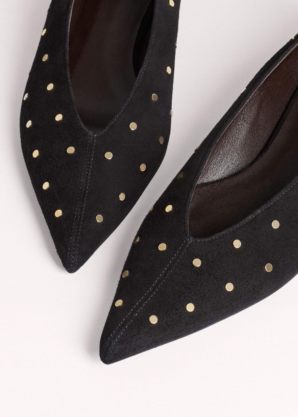 Black Suede Stud Point Flat | ME+EM