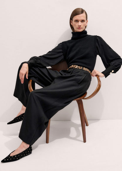 Black Suede Stud Point Flat | ME+EM