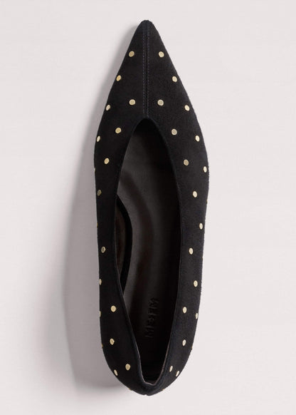 Black Suede Stud Point Flat | ME+EM