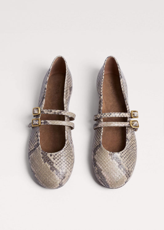 Gray Snake Print Ballet Flat | ME+EM