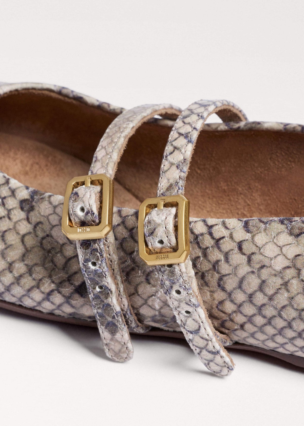 Gray Snake Print Ballet Flat | ME+EM