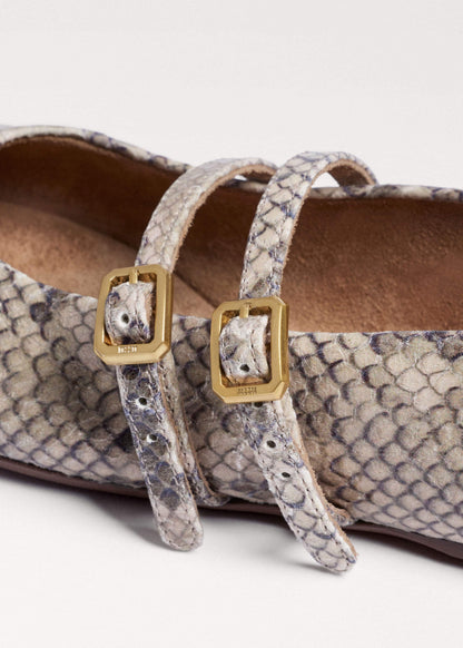 Gray Snake Print Ballet Flat | ME+EM