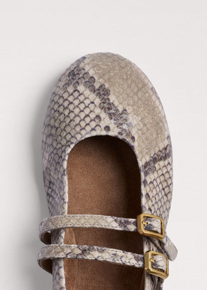 Gray Snake Print Ballet Flat | ME+EM