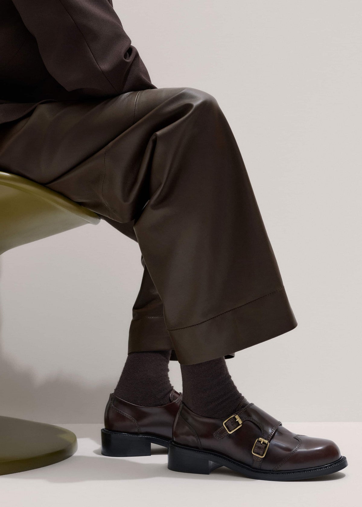 Brown Leather Double Buckle Shoe | ME+EM