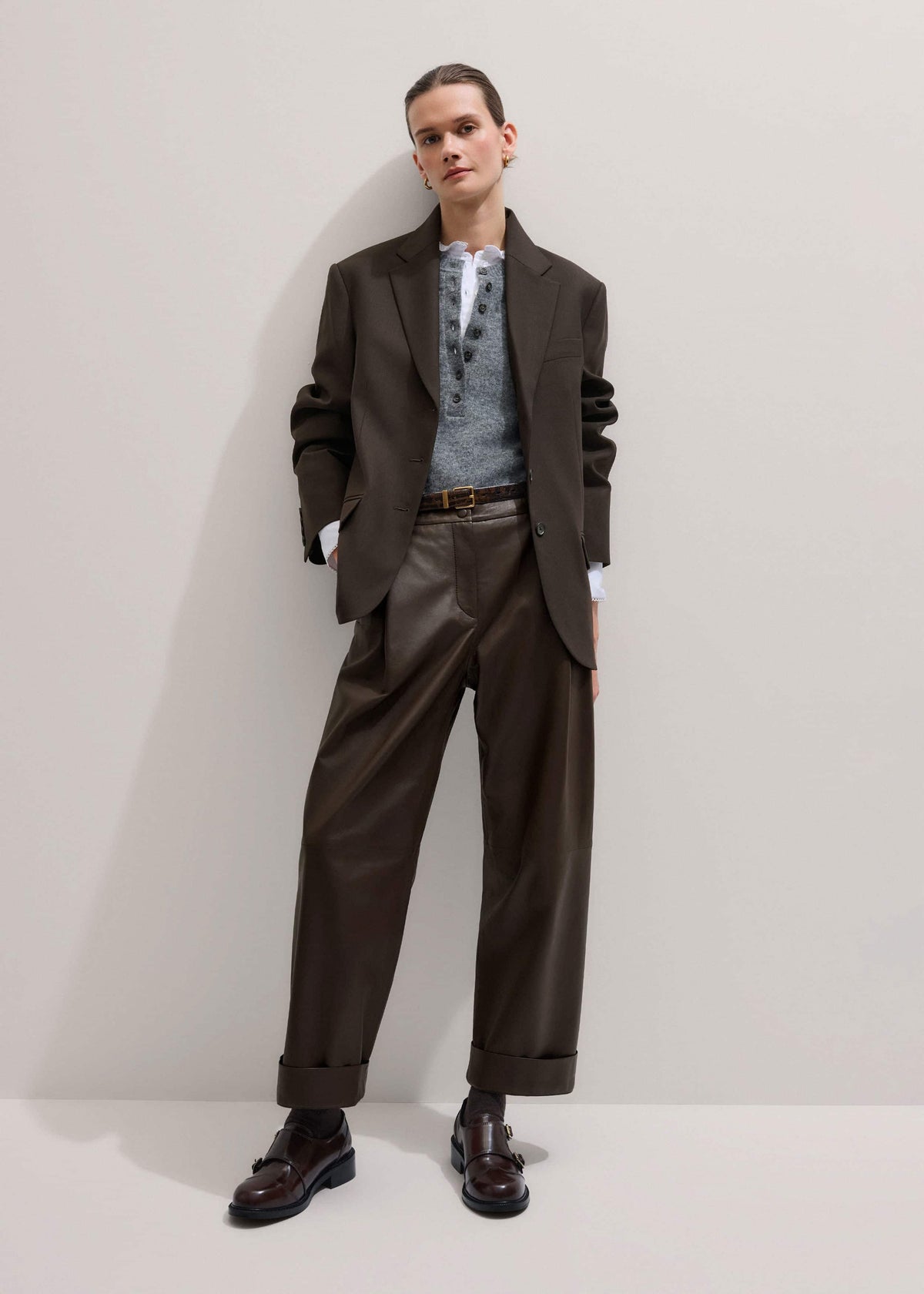 Brown Leather Double Buckle Shoe | ME+EM