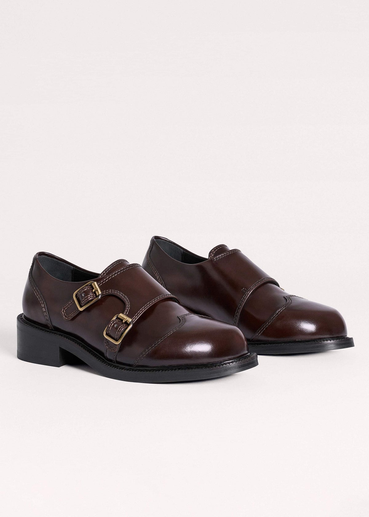 Brown Leather Double Buckle Shoe | ME+EM