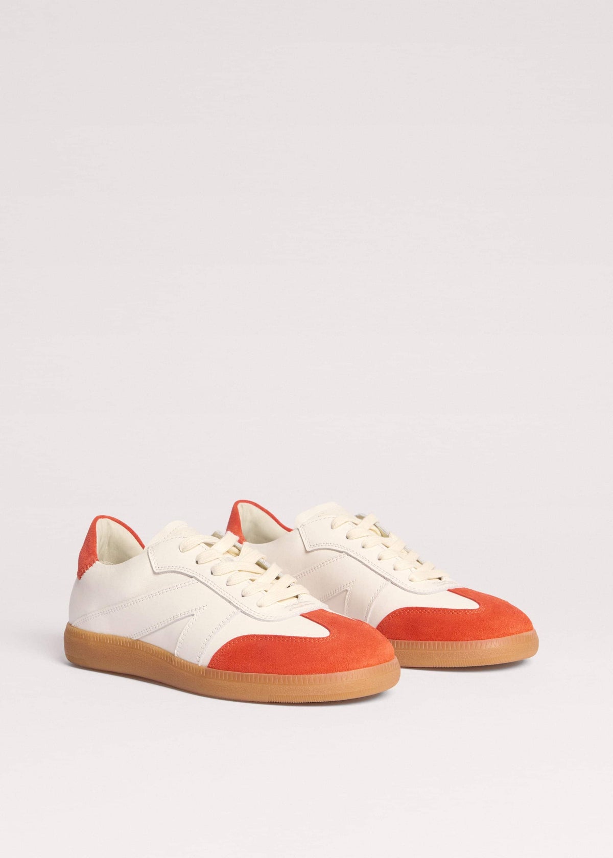 White + Orange Retro Trainer | ME+EM