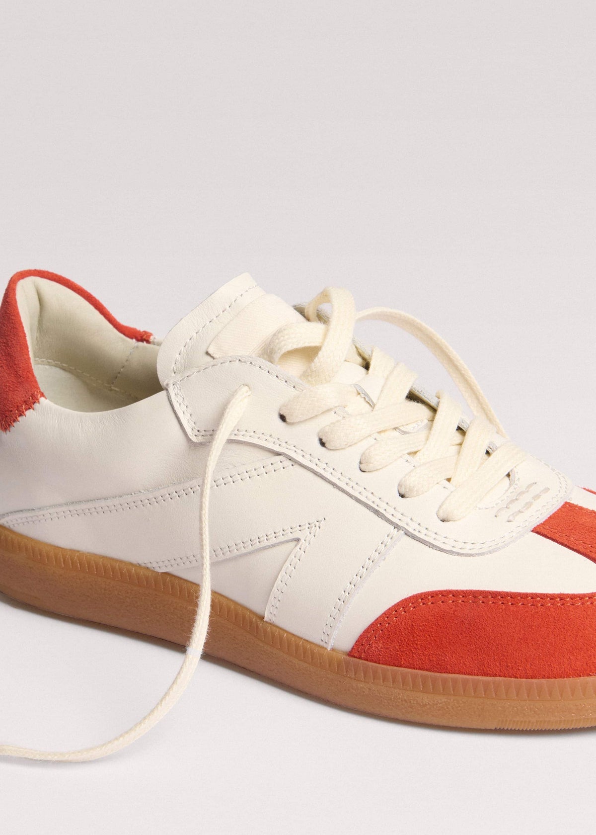 White + Orange Retro Trainer | ME+EM