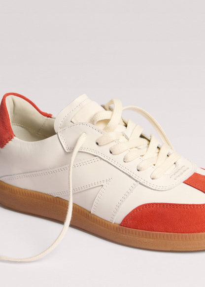 White + Orange Retro Trainer | ME+EM