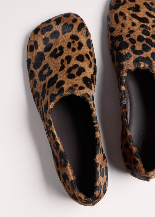 Dark Brown Leopard Print Asymmetric Slipper | ME+EM