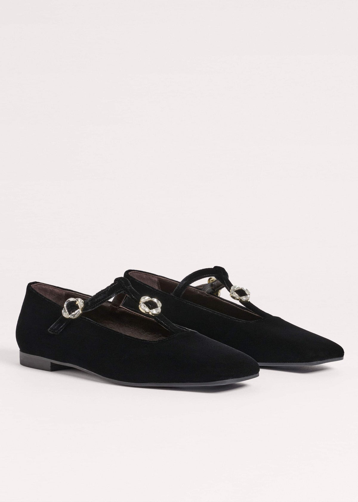 Black Square Toe T-Bar Flat | ME+EM