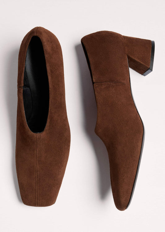 Brown High Front Block Heel | ME+EM