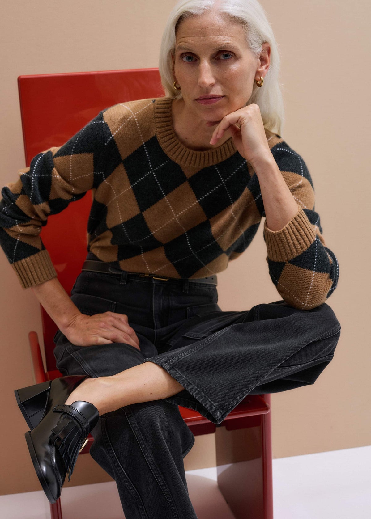 Black Fringe Block Heel Loafer | ME+EM