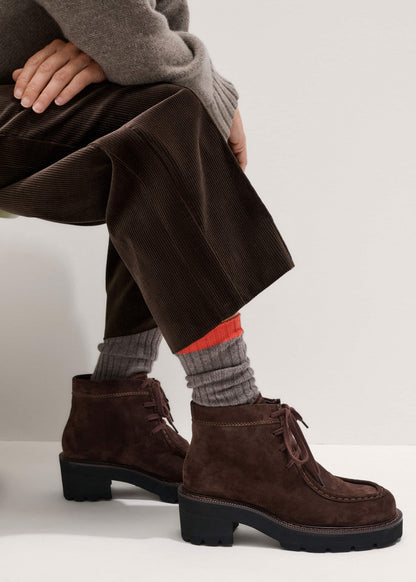 Brown Chunky Lace Up Ankle Boot | ME+EM