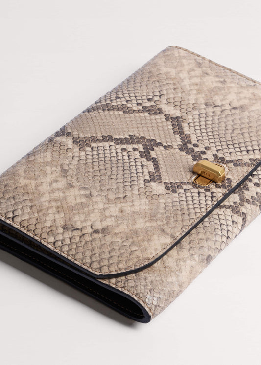 Gray Snake Print Clutch Bag | ME+EM