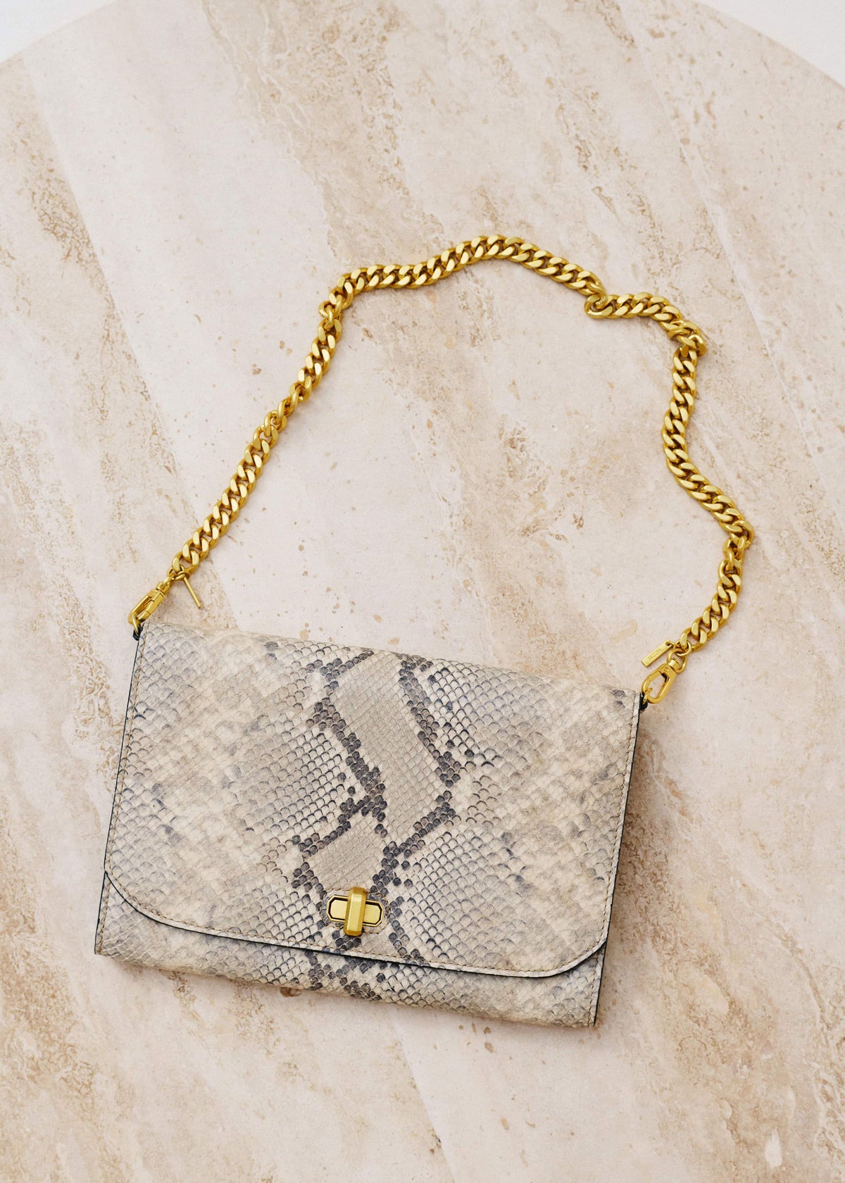 Gray Snake Print Clutch Bag | ME+EM