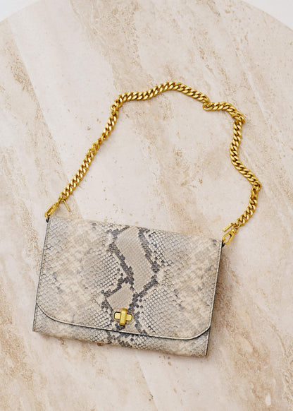 Gray Snake Print Clutch Bag | ME+EM
