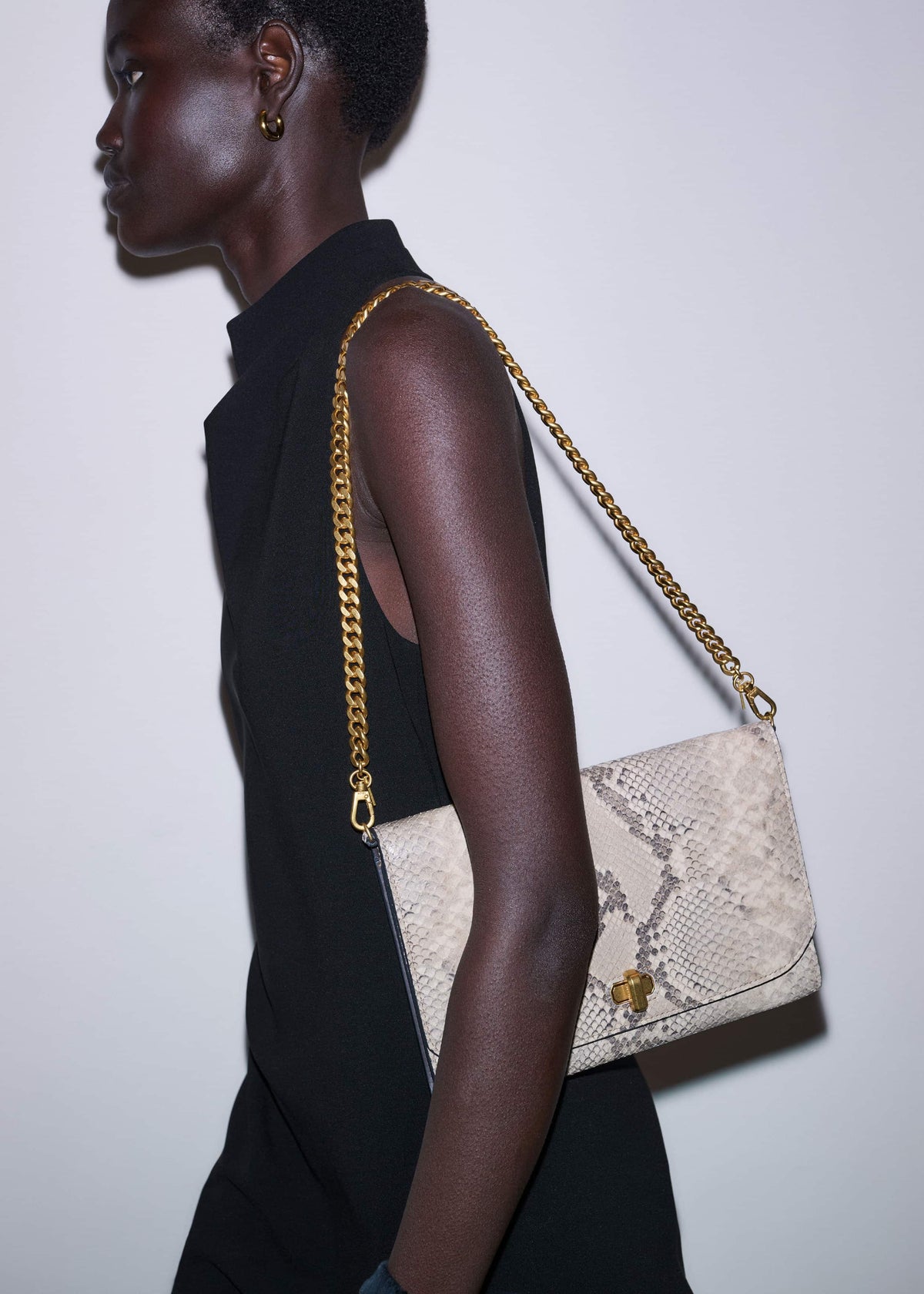 Gray Snake Print Clutch Bag | ME+EM