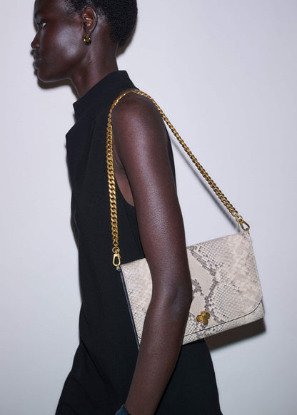 Gray Snake Print Clutch Bag | ME+EM